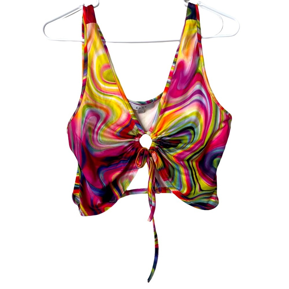 Gaze cropped multicolored tie-dye  sleeveless top size L